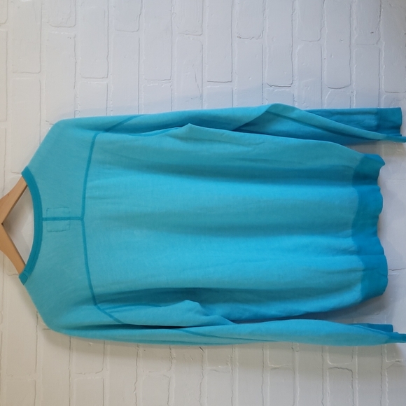 SPLENDID Aqua Sweatshirt Oversized Made in California USA Coastal Boho Lounge L - Picture 2 of 5